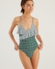 Women Floral Print Criss Cross Spaghetti Straps Ruffles Swimwear Backless One Piece Women Floral Print Criss Cross Spaghetti Straps Ruffles Swimwear Backless One Piece