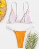 Women Triangle Rib Solid Color Thong Bikini Backless Swimwear Women Triangle Rib Solid Color Thong Bikini Backless Swimwear