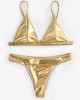 Women Triangle Bronzing Solid Color Thong Bikini Women Triangle Bronzing Solid Color Thong Bikini