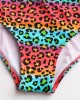 Women Leopard Patchwork Front Zipper Bikini Backless Swimwear Women Leopard Patchwork Front Zipper Bikini Backless Swimwear
