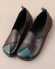 Women Casual Retro Colorblock Genuine Leather Soft Comfortable Lazy Flat Shoes Women Casual Retro Colorblock Genuine Leather Soft Comfortable Lazy Flat Shoes