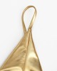 Women Triangle Bronzing Solid Color Thong Bikini Women Triangle Bronzing Solid Color Thong Bikini