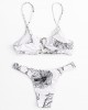 Women Simple Plant Print Hollow Ring Backless Swimsuit Thong Bikini For Swimming Women Simple Plant Print Hollow Ring Backless Swimsuit Thong Bikini For Swimming