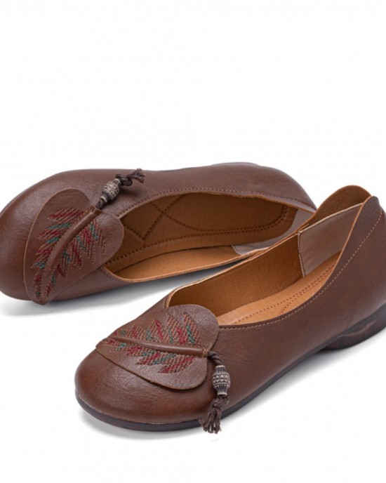 Women Retro Folkways Pattern Round Toe Soft Sole Comfy Flats Casual Shoes Women Retro Folkways Pattern Round Toe Soft Sole Comfy Flats Casual Shoes