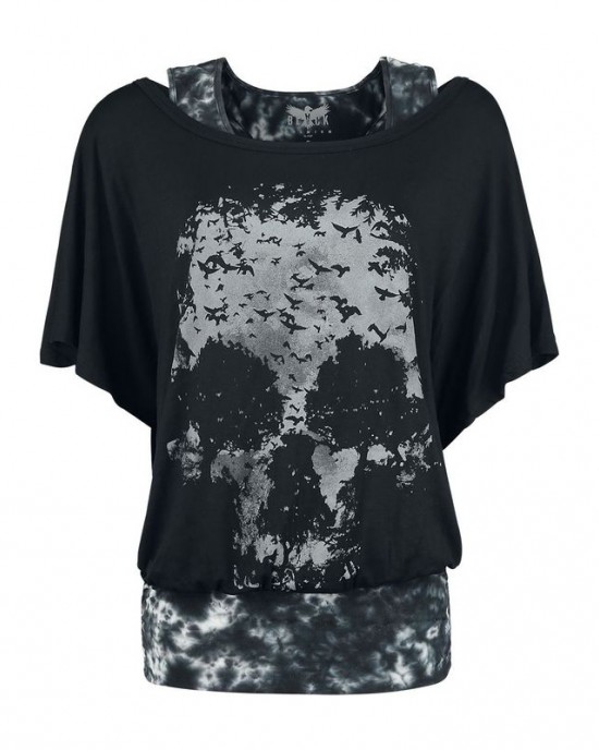 Women's niche printed two-piece short-sleeved T-shirt HE1613-02-01 Women's niche printed two-piece short-sleeved T-shirt HE1613-02-01