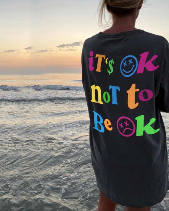 Colorful letter printed T-shirt HF3106-02-01 Colorful letter printed T-shirt HF3106-02-01