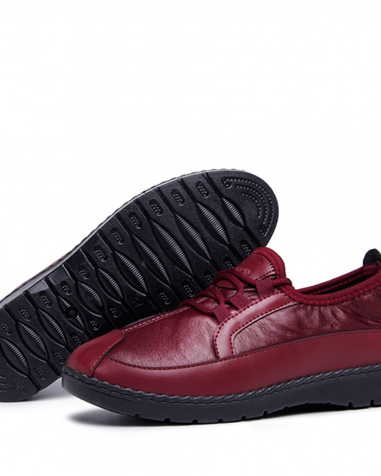 Women Solid Color Round Toe Casual Soft Comfortable Lace Up Flat Loafers Shoes Women Solid Color Round Toe Casual Soft Comfortable Lace Up Flat Loafers Shoes
