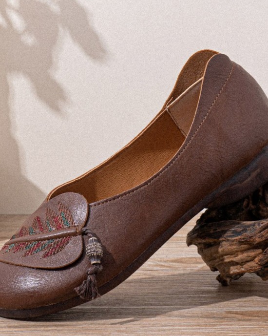 Women Retro Folkways Pattern Round Toe Soft Sole Comfy Flats Casual Shoes Women Retro Folkways Pattern Round Toe Soft Sole Comfy Flats Casual Shoes