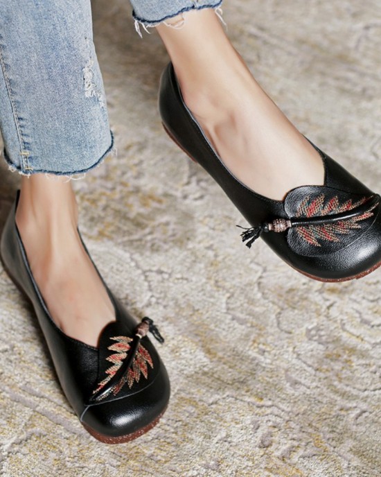 Women Retro Folkways Pattern Round Toe Soft Sole Comfy Flats Casual Shoes Women Retro Folkways Pattern Round Toe Soft Sole Comfy Flats Casual Shoes