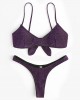 Women Solid Color Back Tie Spaghetti Straps Backless Swimwear Thong Bikini Women Solid Color Back Tie Spaghetti Straps Backless Swimwear Thong Bikini