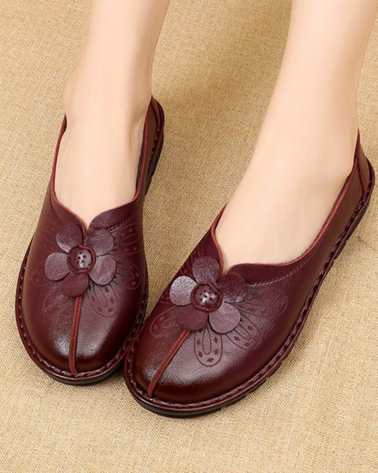 Women Brief Vintage Floral Pattern Round Toe Soft Sole Comfy Flats Women Brief Vintage Floral Pattern Round Toe Soft Sole Comfy Flats