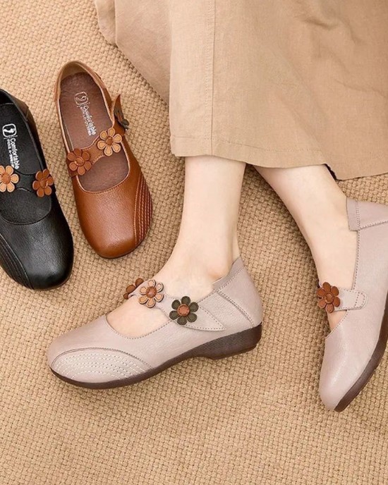 Women Vintage Floral Pattern Round Toe Breathable Soft Sole Comfy Flats Women Vintage Floral Pattern Round Toe Breathable Soft Sole Comfy Flats