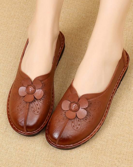 Women Brief Vintage Floral Pattern Round Toe Soft Sole Comfy Flats Women Brief Vintage Floral Pattern Round Toe Soft Sole Comfy Flats