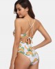 Women Banana Print Criss Cross Spaghetti Straps One Piece Beach Swimwear Women Banana Print Criss Cross Spaghetti Straps One Piece Beach Swimwear