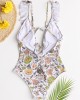 Women Design Floral Print String Ruffles Straps One Piece Backless Swimwear Women Design Floral Print String Ruffles Straps One Piece Backless Swimwear