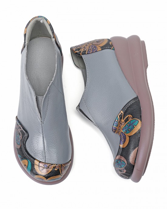 Women Retro Ethnic Floral Pattern Splicing Lightweight Slip Resistant Wedges Women Retro Ethnic Floral Pattern Splicing Lightweight Slip Resistant Wedges