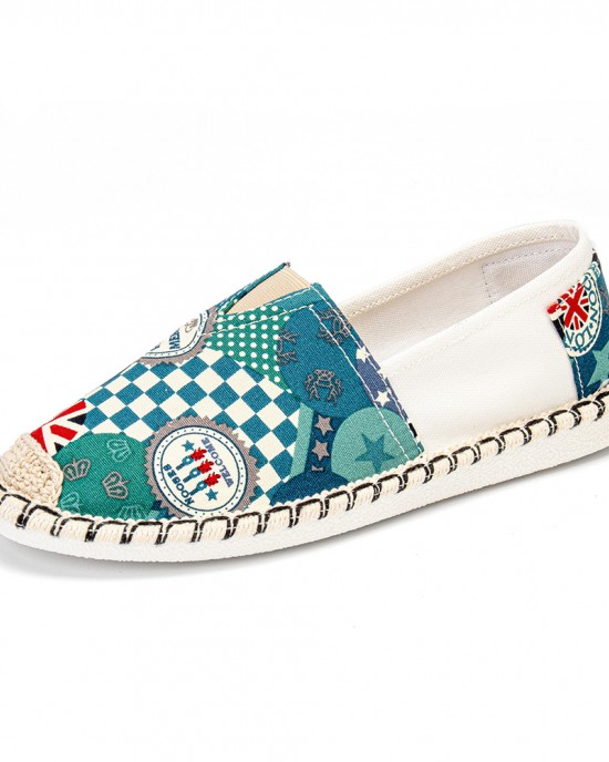 Women Pattern Slip On Comfy Hand Stitching Casual Flat Loafers Shoes Women Pattern Slip On Comfy Hand Stitching Casual Flat Loafers Shoes