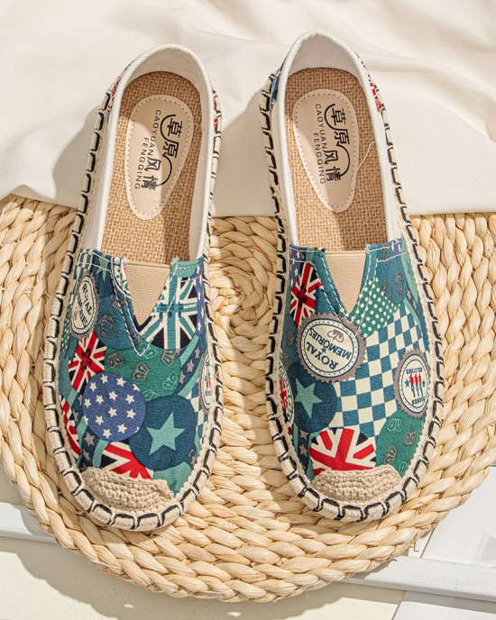 Women Pattern Slip On Comfy Hand Stitching Casual Flat Loafers Shoes Women Pattern Slip On Comfy Hand Stitching Casual Flat Loafers Shoes