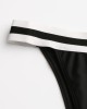Women Striped Trim Spaghetti Straps Backless Bikini Thong Swimsuit Women Striped Trim Spaghetti Straps Backless Bikini Thong Swimsuit