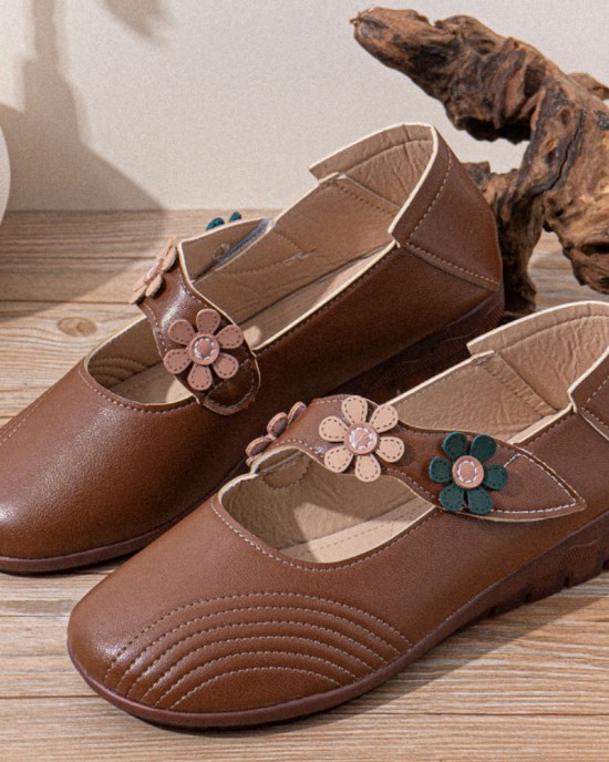 Women Vintage Floral Pattern Round Toe Breathable Soft Sole Comfy Flats Women Vintage Floral Pattern Round Toe Breathable Soft Sole Comfy Flats