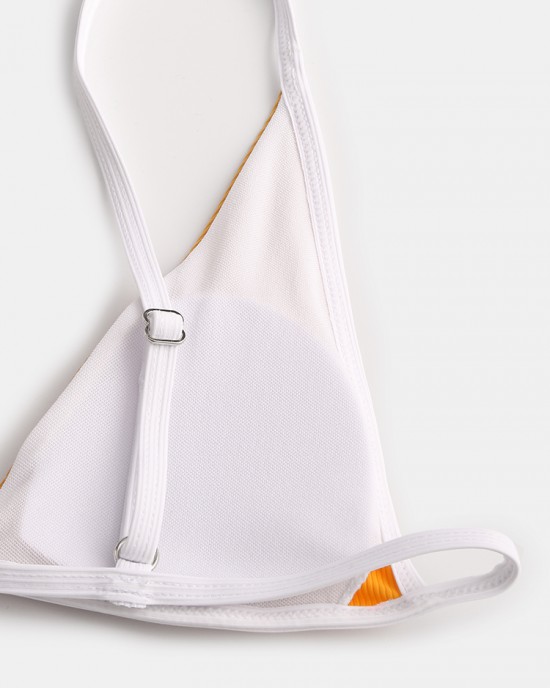 Women Triangle Rib Solid Color Thong Bikini Backless Swimwear Women Triangle Rib Solid Color Thong Bikini Backless Swimwear