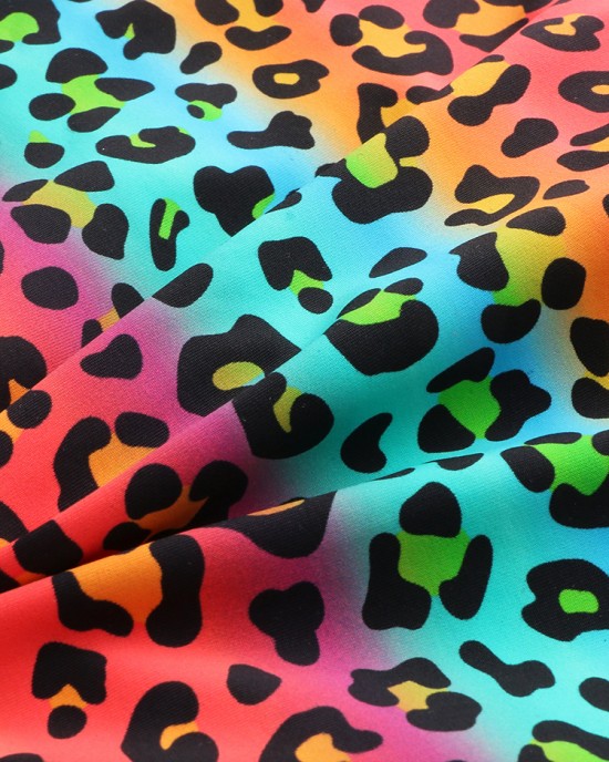 Women Leopard Patchwork Front Zipper Bikini Backless Swimwear Women Leopard Patchwork Front Zipper Bikini Backless Swimwear
