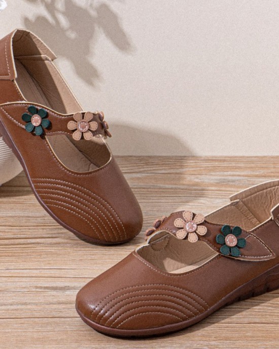 Women Vintage Floral Pattern Round Toe Breathable Soft Sole Comfy Flats Women Vintage Floral Pattern Round Toe Breathable Soft Sole Comfy Flats