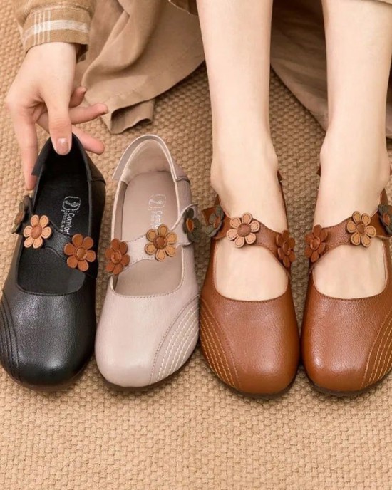 Women Vintage Floral Pattern Round Toe Breathable Soft Sole Comfy Flats Women Vintage Floral Pattern Round Toe Breathable Soft Sole Comfy Flats