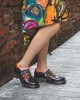 Retro Ethnic Loafers Shoes Printed Embossed Patched Stitching Leather Side Zipper Flats Retro Ethnic Loafers Shoes Printed Embossed Patched Stitching Leather Side Zipper Flats