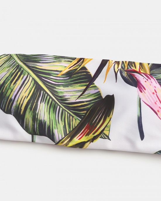 Women Tropical Print Bandeau Bikini Thong Backless Swimsuit Women Tropical Print Bandeau Bikini Thong Backless Swimsuit