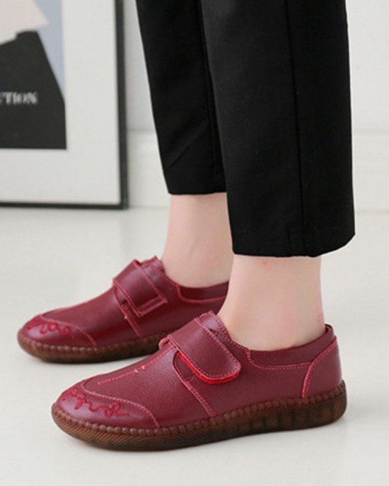 Women Brief Cowhide Leather Soft Sole Non Slip Comfy Flats Casual Shoes Women Brief Cowhide Leather Soft Sole Non Slip Comfy Flats Casual Shoes