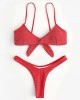 Women Solid Color Back Tie Spaghetti Straps Backless Swimwear Thong Bikini Women Solid Color Back Tie Spaghetti Straps Backless Swimwear Thong Bikini