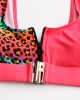 Women Leopard Patchwork Front Zipper Bikini Backless Swimwear Women Leopard Patchwork Front Zipper Bikini Backless Swimwear