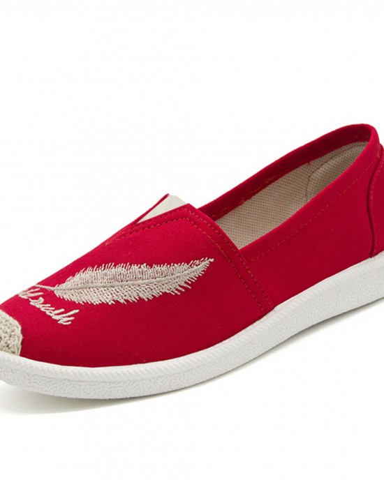 Women Pattern Embroidery Comfy Slip On Casual Canvas Flat Shoes Women Pattern Embroidery Comfy Slip On Casual Canvas Flat Shoes