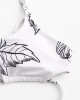 Women Simple Plant Print Hollow Ring Backless Swimsuit Thong Bikini For Swimming Women Simple Plant Print Hollow Ring Backless Swimsuit Thong Bikini For Swimming