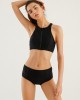 Women Zip Front High Neck Black Two Piece Sports Bikini Women Zip Front High Neck Black Two Piece Sports Bikini