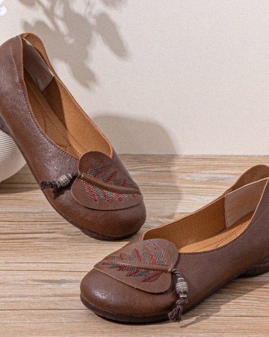 Women Retro Folkways Pattern Round Toe Soft Sole Comfy Flats Casual Shoes Women Retro Folkways Pattern Round Toe Soft Sole Comfy Flats Casual Shoes
