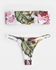Women Tropical Print Bandeau Bikini Thong Backless Swimsuit Women Tropical Print Bandeau Bikini Thong Backless Swimsuit