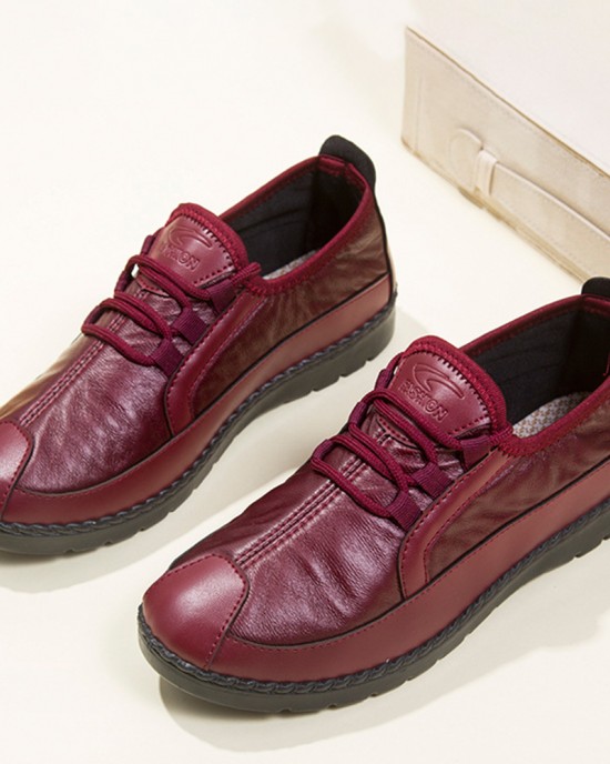 Women Solid Color Round Toe Casual Soft Comfortable Lace Up Flat Loafers Shoes Women Solid Color Round Toe Casual Soft Comfortable Lace Up Flat Loafers Shoes