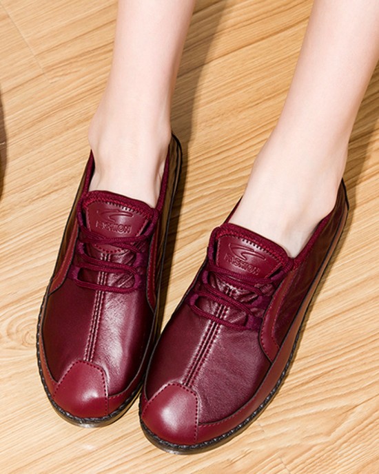 Women Solid Color Round Toe Casual Soft Comfortable Lace Up Flat Loafers Shoes Women Solid Color Round Toe Casual Soft Comfortable Lace Up Flat Loafers Shoes
