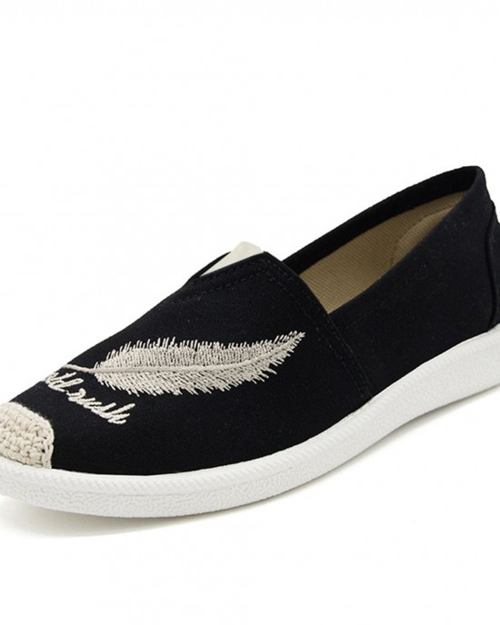 Women Pattern Embroidery Comfy Slip On Casual Canvas Flat Shoes Women Pattern Embroidery Comfy Slip On Casual Canvas Flat Shoes