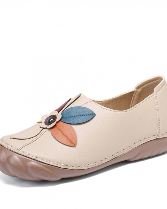 Women Retro Flower Stitching Comfy Round Toe Slip On Flat Loafers Shoes Women Retro Flower Stitching Comfy Round Toe Slip On Flat Loafers Shoes
