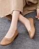 Women Brief Floral Pattern Cowhide Leather Round Toe Soft Sole Comfy Slip On Flats Women Brief Floral Pattern Cowhide Leather Round Toe Soft Sole Comfy Slip On Flats