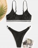 Women Striped Trim Swimwear Thong Bikinis Women Striped Trim Swimwear Thong Bikinis