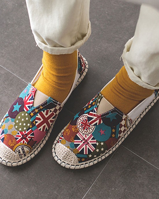 Women Pattern Slip On Comfy Hand Stitching Casual Flat Loafers Shoes Women Pattern Slip On Comfy Hand Stitching Casual Flat Loafers Shoes