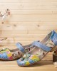 SOCOFY Retro Flower Decor Printed Cowhide Leather Stitching Cloth Comfy Round Toe Casual Flat Shoes SOCOFY Retro Flower Decor Printed Cowhide Leather Stitching Cloth Comfy Round Toe Casual Flat Shoes