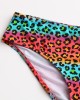 Women Leopard Patchwork Front Zipper Bikini Backless Swimwear Women Leopard Patchwork Front Zipper Bikini Backless Swimwear