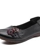 Women Vintage Floral Round Toe Genuine Leather Soft Sole Slip On Comfy Flats Women Vintage Floral Round Toe Genuine Leather Soft Sole Slip On Comfy Flats