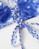 Women Tie Dye Criss Cross Back Bandage Backless High Fork Bikini Women Tie Dye Criss Cross Back Bandage Backless High Fork Bikini