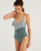 Women Floral Print Criss Cross Spaghetti Straps Ruffles Swimwear Backless One Piece Women Floral Print Criss Cross Spaghetti Straps Ruffles Swimwear Backless One Piece
